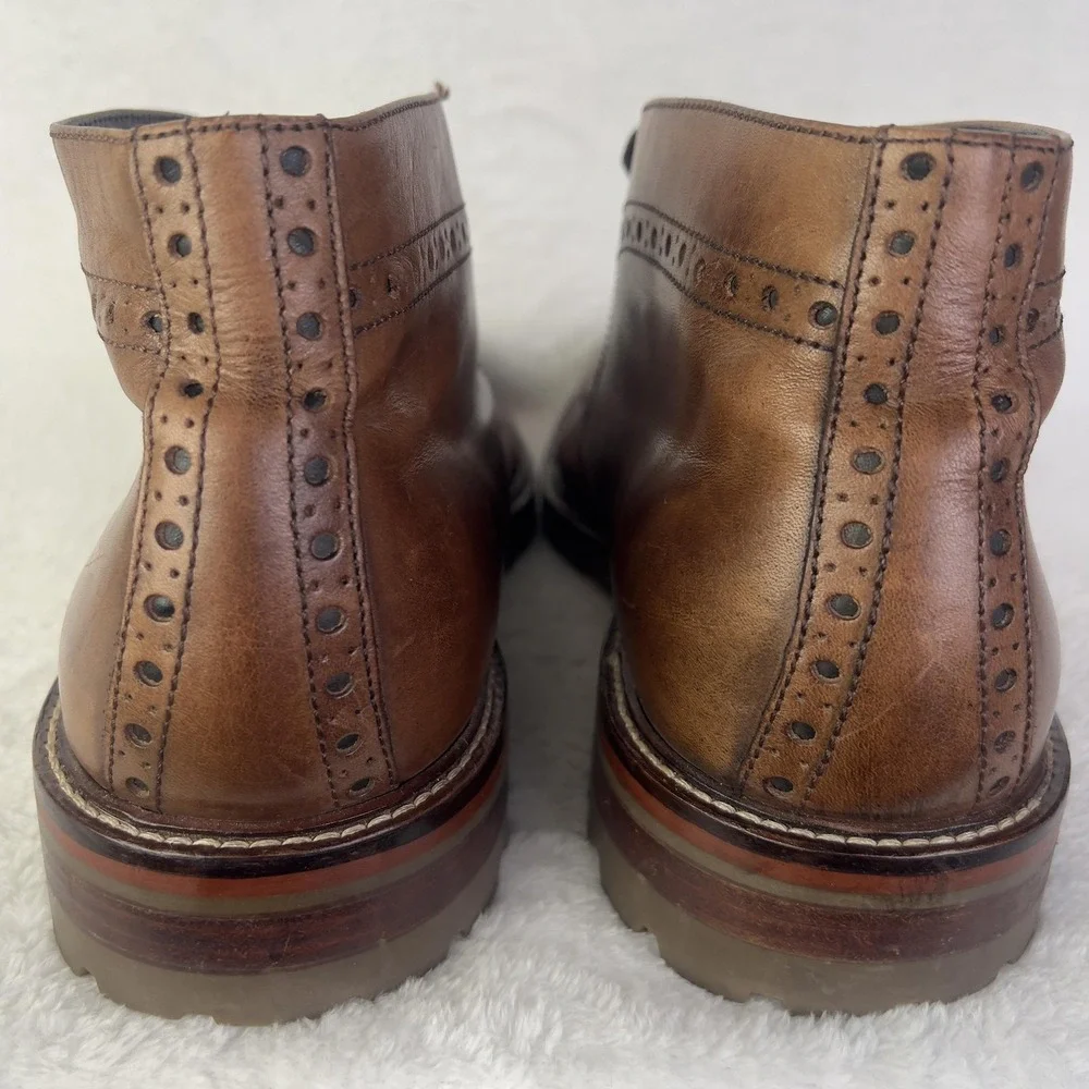 J&M 1850 Boots Mens 13M Brown Leather Chukka Lace‎ Up Brogue Ankle Casual